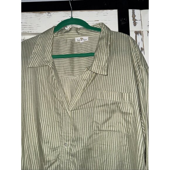 Turks & Caicos Designer 2pc Set Top & Shorts Beach Cruise Green And Beige Stripe - Picture 4 of 9